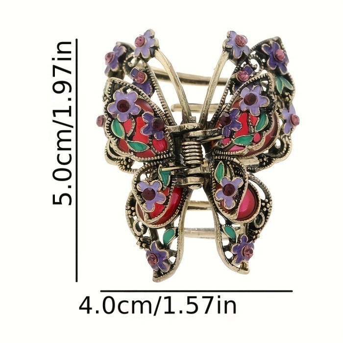 Elegant Rhinestone Butterfly Shark Hair Clip For Women And Girls - Vintage Small Hair Claw With Elegant Design
