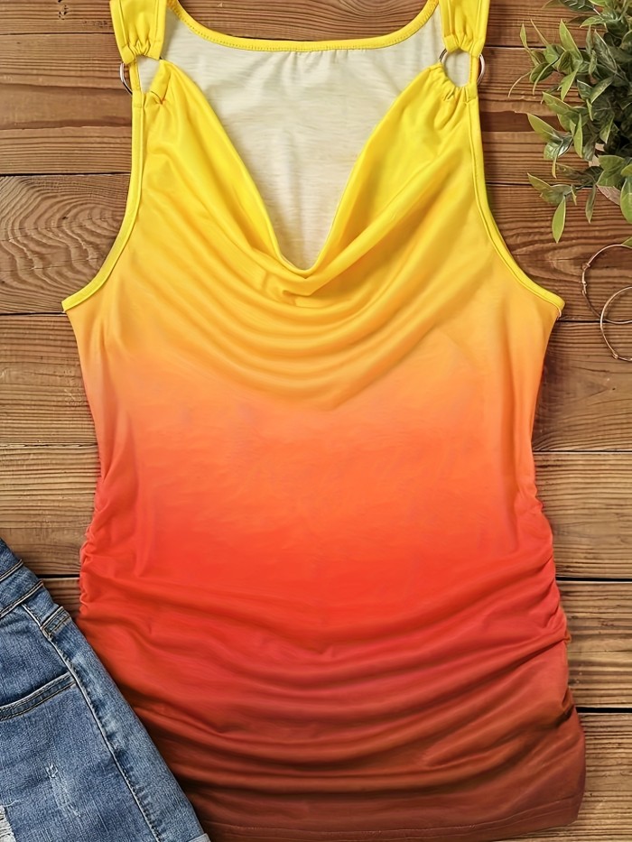 Solid Crew Neck Tank Top, Casual Sleeveless Tank Top For Summer, Women's Clothing