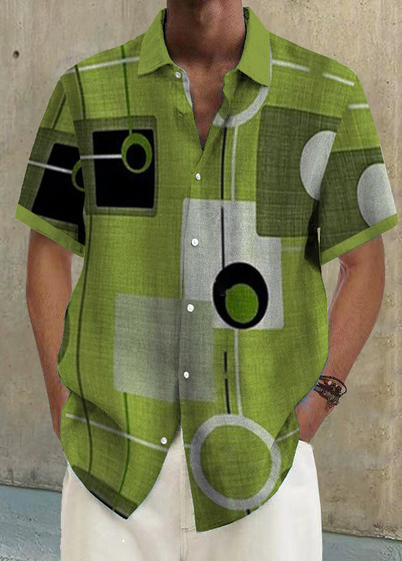 Mens Art Print Casual Breathable Short Sleeve Shirt d137