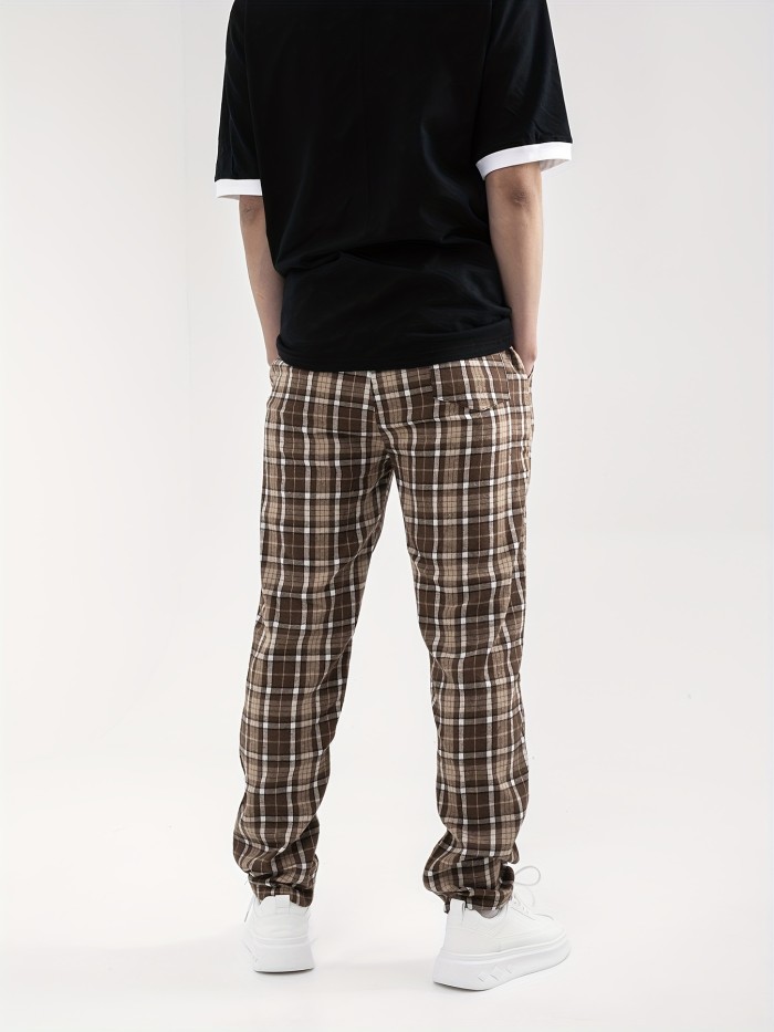 Men's Checkered Wide Leg Drawstring Pants - Trendy Streetwear Hiphop Rapper Style