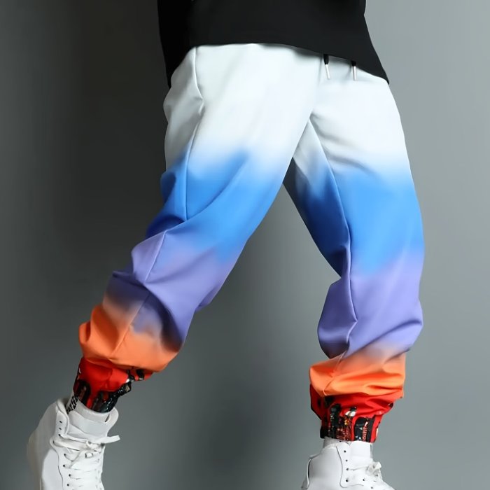 Men's Ombre Drawstring Sweatpants - Loose Fit Joggers for Winter and Fall Running