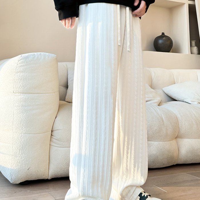 Men's Stylish Knitted Jacquard Drawstring Pants for Fall and Winter Outdoor Activities