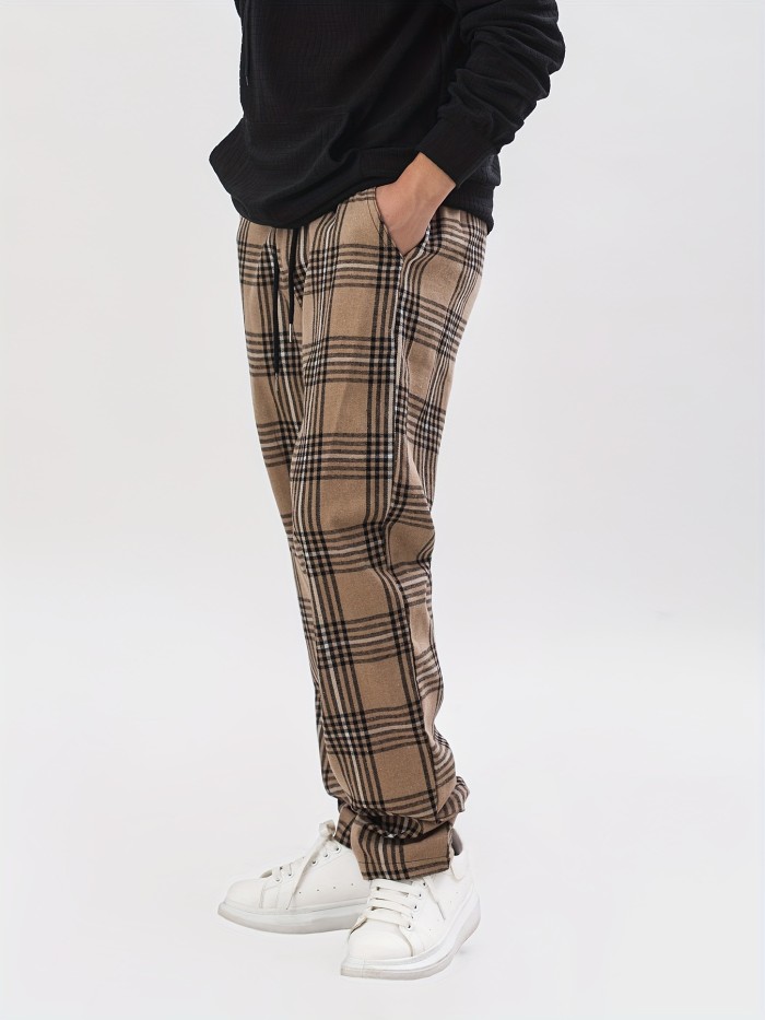 Men's Checkered Wide Leg Drawstring Pants - Trendy Streetwear Hiphop Rapper Style