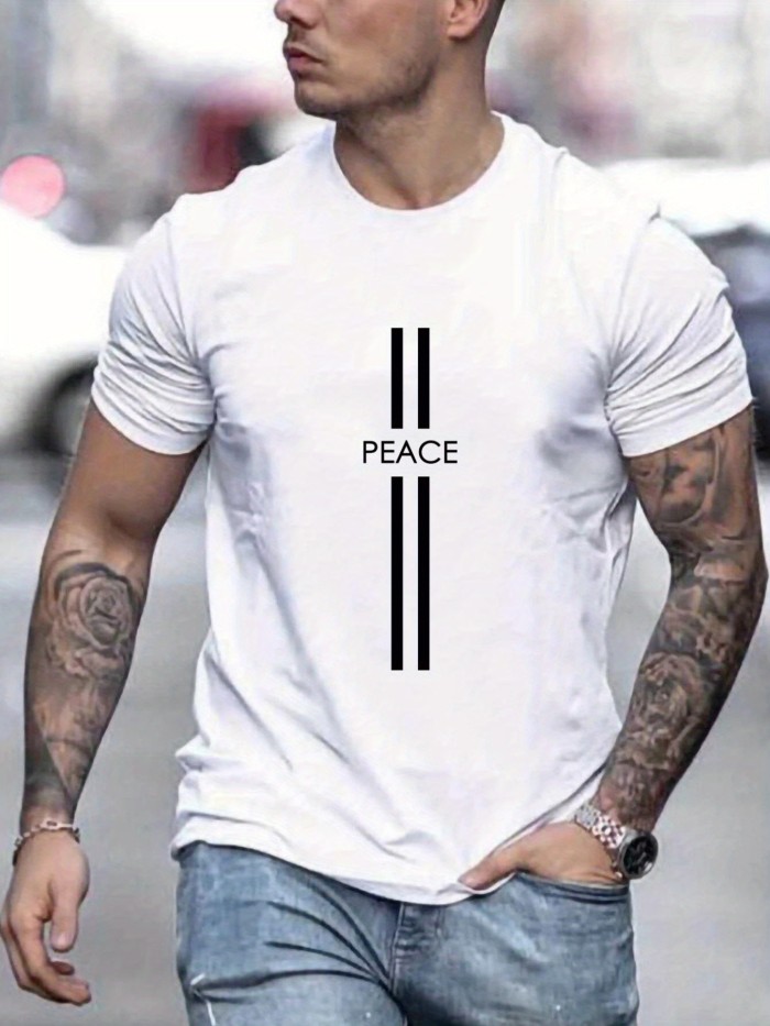 PEACE Men's Summer Round Neck Short-sleeve T-shirt - Casual Men's Clothing