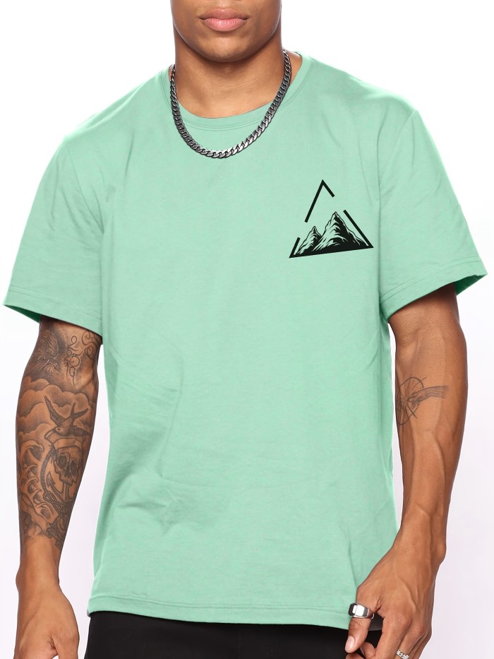 Stylish Mountain Triangular Frame Print Men's Graphic Tee - Summer Clothes