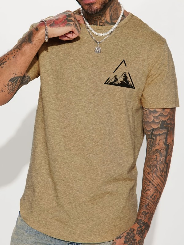 Stylish Mountain Triangular Frame Print Men's Graphic Tee - Summer Clothes