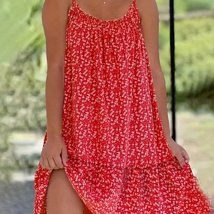 Women's Floral Print Spaghetti Strap Dress - Casual Sleeveless Cami Dress for Spring and Summer