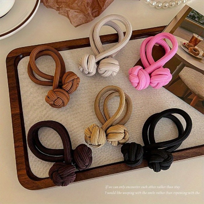 4pcs High Elasticity Knotted Hair Tie - Durable Solid Color Hair Rope for Women - Ponytail Holder and Hair Accessory
