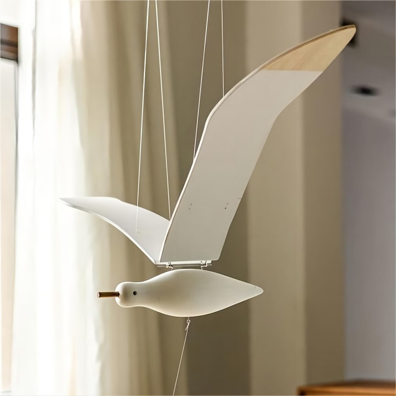 1pc Mediterranean Aerial Seagull Wood Pendant - Creative Hanging Gift for Home Décor and Healing