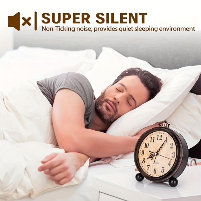 1pc, Retro Creative Silent Alarm Clock for Bedroom and Office Decor