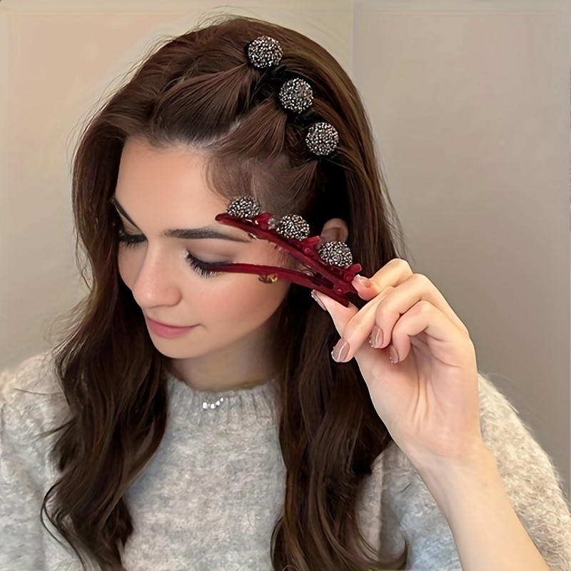 1\u002F4 pcs Sparkling Crystal Stone Braided Hair Clips for Women - Duckbill Hair Barrettes Hairpin - Hair Accessories