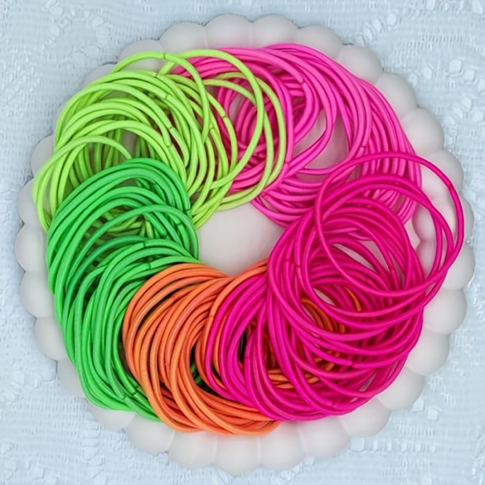 100pcs Multicolor Elastic Hair Ties for Women and Girls - Gentle on Thin and Thick Hair - No Damage Rubber Bands for Hair Accessories