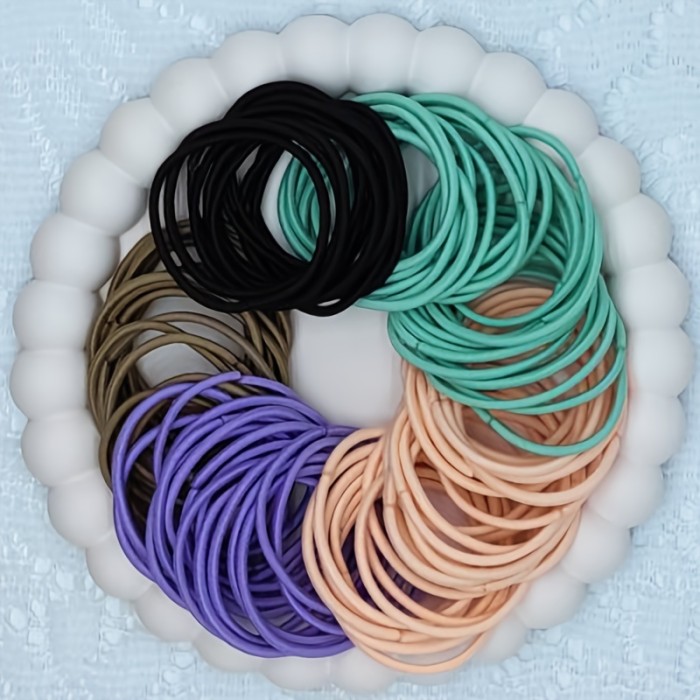 100pcs Multicolor Elastic Hair Ties for Women and Girls - Gentle on Thin and Thick Hair - No Damage Rubber Bands for Hair Accessories