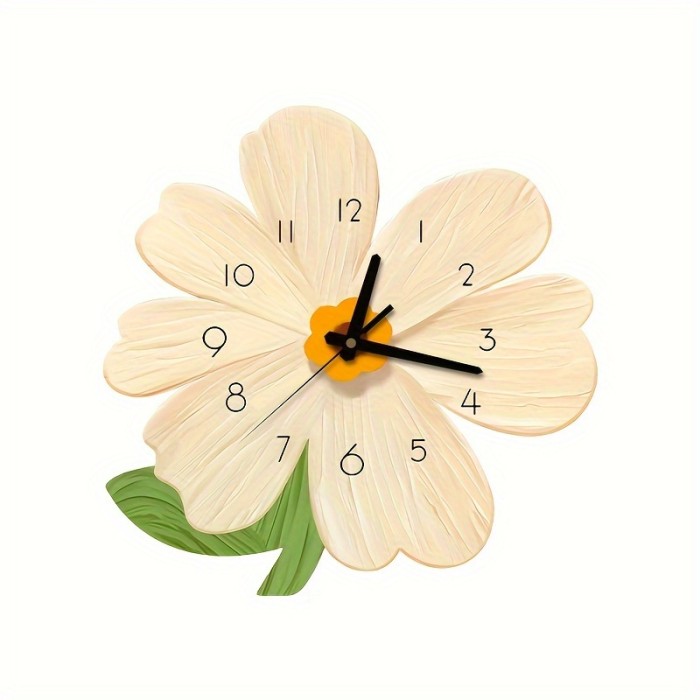 1pc Acrylic Wall Clock, Flower Design Wall Clock, Silent Clock, For Living Room Bedroom, Room Decor, Home Decor, Kitchen, Office Decor, New Year Spring Decor