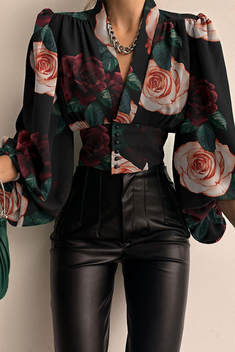 Fashion Casual Solid Patchwork V Neck Tops(6 colors) main image 1