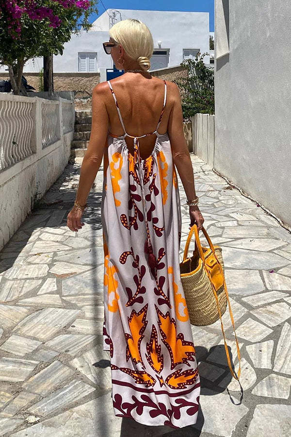 SundayЎЇs Color Palette Ethnic Printed Loose Cami Maxi Dress