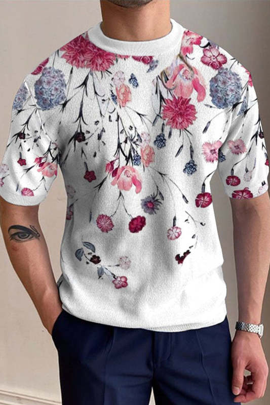 Men's Round Neck Printed Short Sleeve T-Shirt