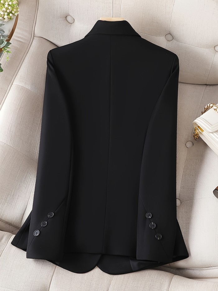 Elegant Notched Collar Button Front Blazer for Women - Perfect for Office and Work