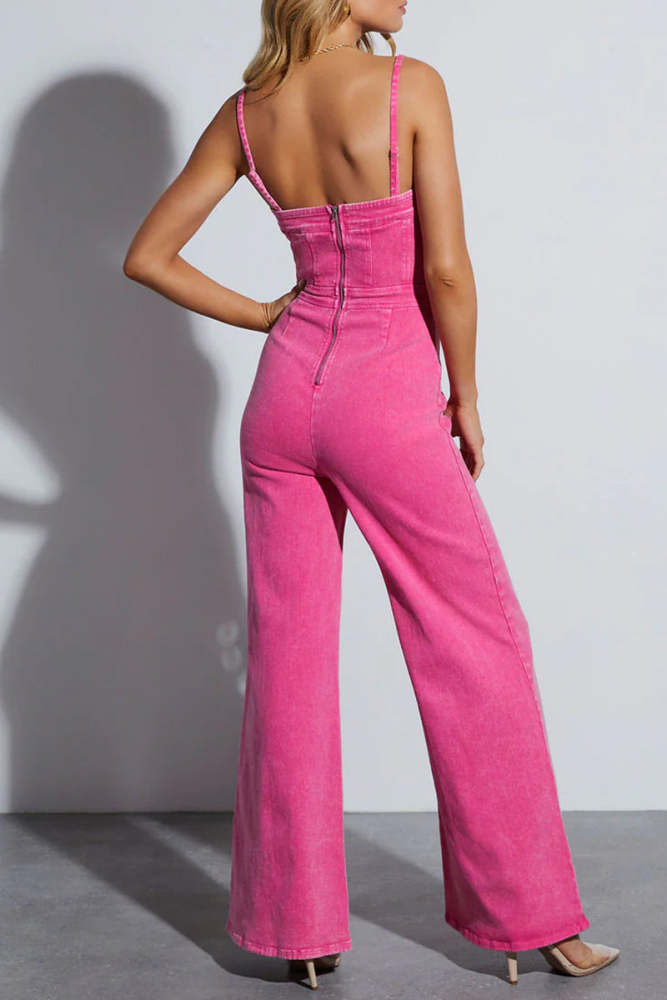 Casual Simplicity Solid Make Old Regular Jumpsuits