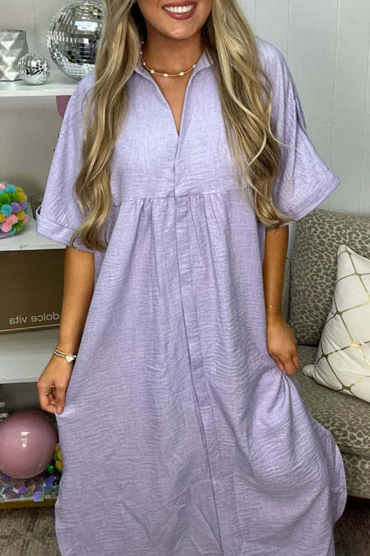 Casual Simplicity Solid Pocket V Neck Short Sleeve Dresses