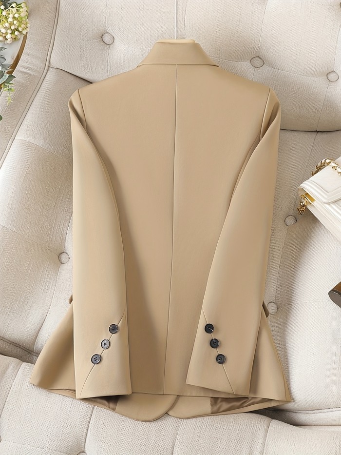 Elegant Notched Collar Button Front Blazer for Women - Perfect for Office and Work