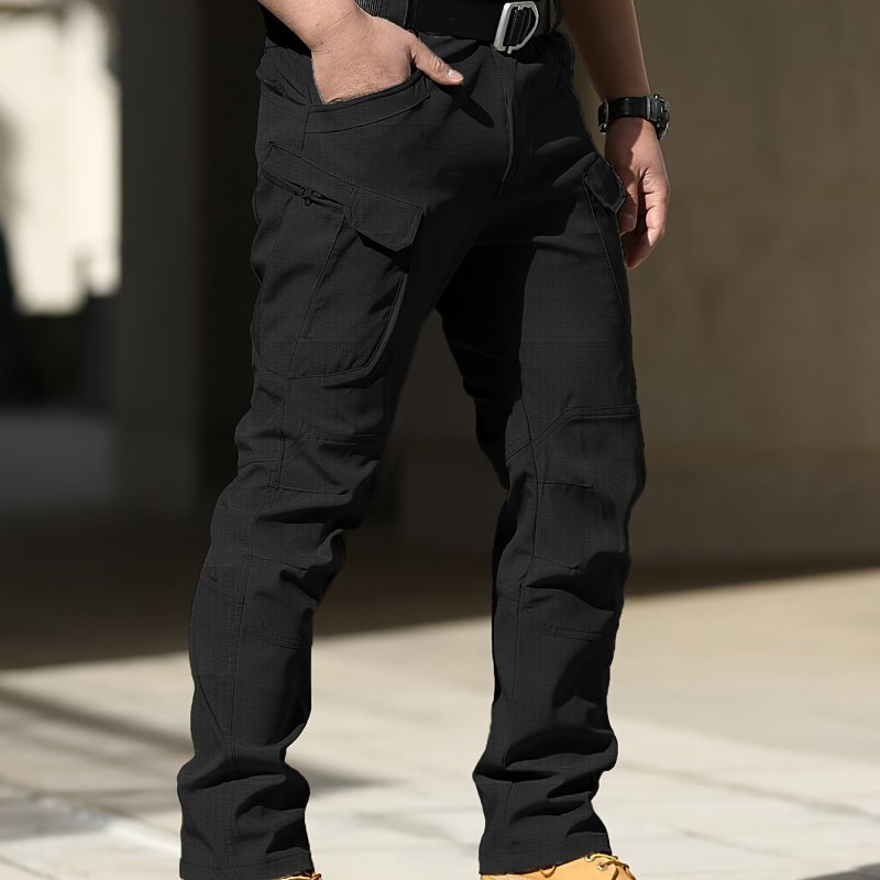 Trendy Solid Cargo Pants, Men's Multi Flap Pocket Trousers, Loose Casual Outdoor Pants, Men's Work Pants Outdoors Streetwear