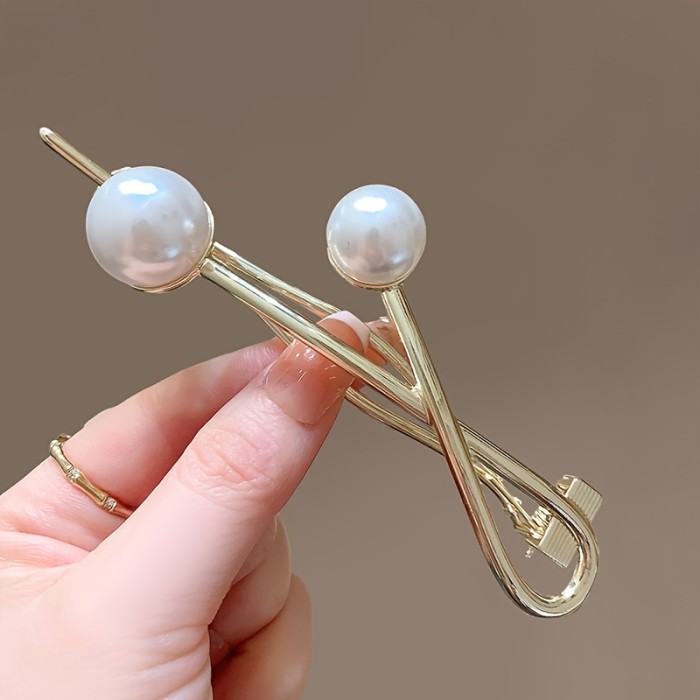 Faux Pearl Decorative Hair Clip Bun Maker Barrette for Women and Girls - Elegant and Stylish Hair Accessory for Daily Wear