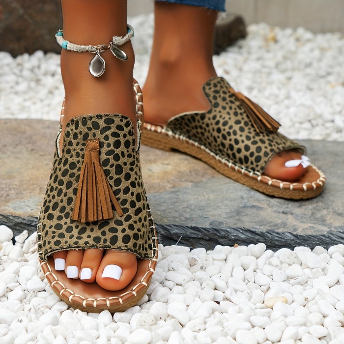 Women's Tassel Slide Sandals - Casual and Lightweight Summer Shoes