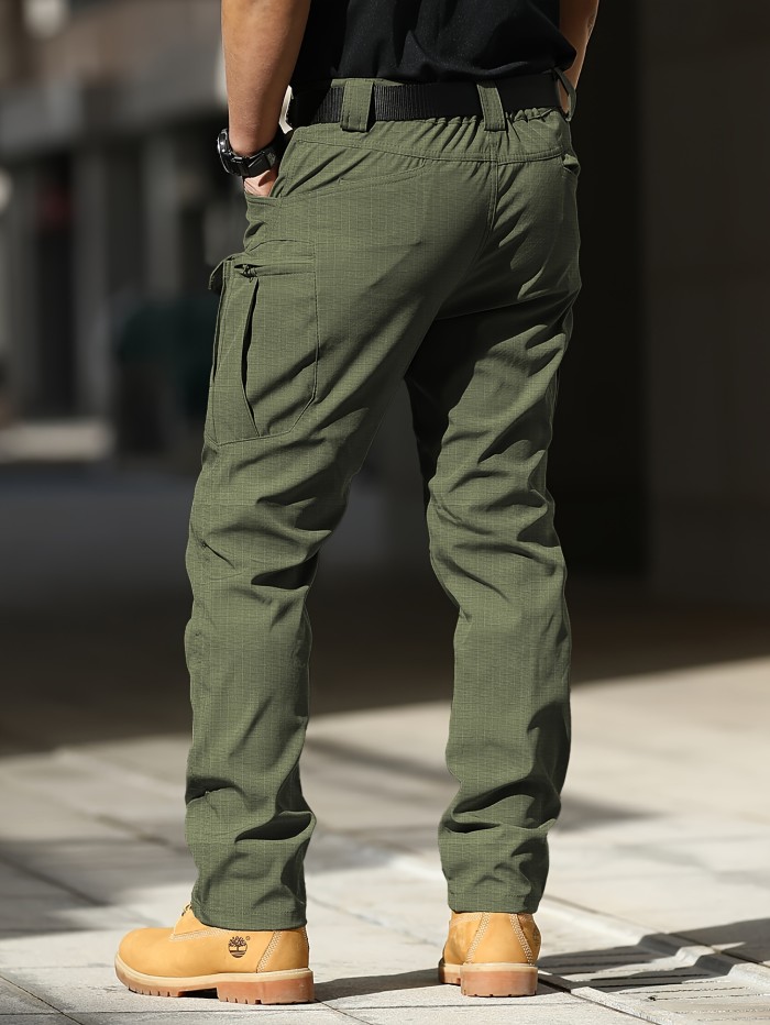 Trendy Solid Cargo Pants, Men's Multi Flap Pocket Trousers, Loose Casual Outdoor Pants, Men's Work Pants Outdoors Streetwear