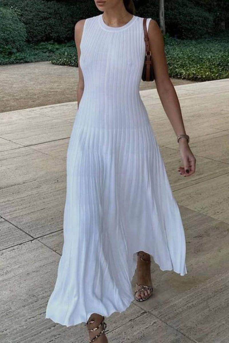 Sexy Solid Frenulum Halter Sleeveless Dress Dresses