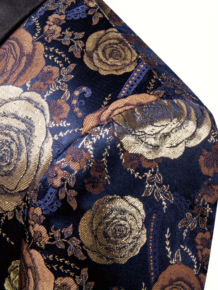 Men's Vintage Style Paisley Floral Blazer, One-Button Lapel Suit Jacket Tuxedo, Perfect For Weddings & Events