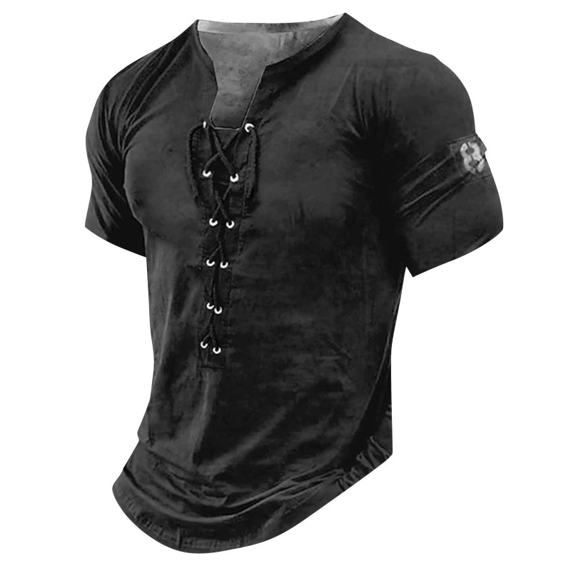 Men's V-neck short-sleeved solid color casual tank top T-shirt