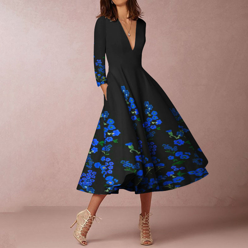 Women's Vintage Geometric Line Art Print Dress main image 0