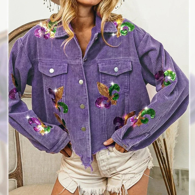 mardi gras sequin corduroy jacket