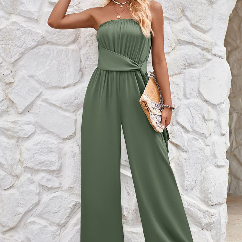 Fashion Strapless Slim Fit Bodysuit Summer Sexy Party Casual Holiday Jumpsuit Women
