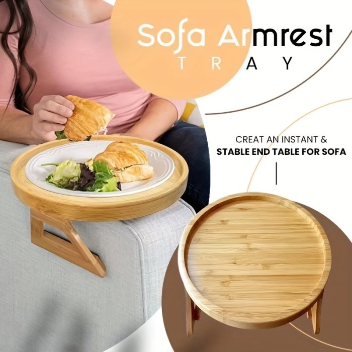 Stable Sofa Armrest Table: 1pc Tray Armrest Table Clip For Tray Sofa Table, Perfect For Small Spaces, Automatic Fixing Table Plate, Great Gift For Family & Friends!