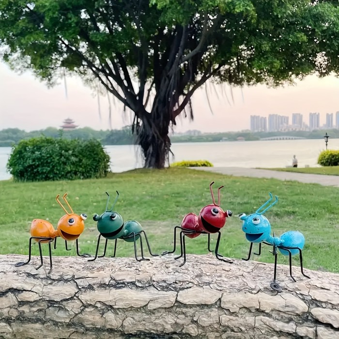 4pcs\u002FSets, Metal Ants Garden Decor, 3D Sculpture Ant Wall Art Garden Accents Yard Fence Ornaments, Metal Ants Wall Decoration Lawn Bar Bedroom Living Room Wall Hanging Decoration