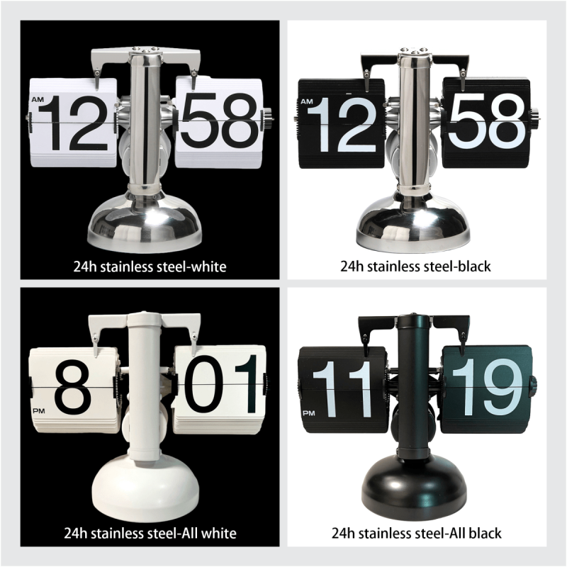1pc Automatic Flip Clock, Desktop Stainless Steel Flip Digital Clock