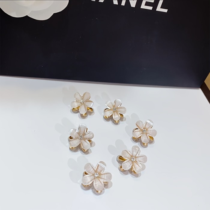 6Pcs Mini Hair Claw Clip Small Flower Clips Set Simple Hair Accessories Clips Wedding Headwear For Girls
