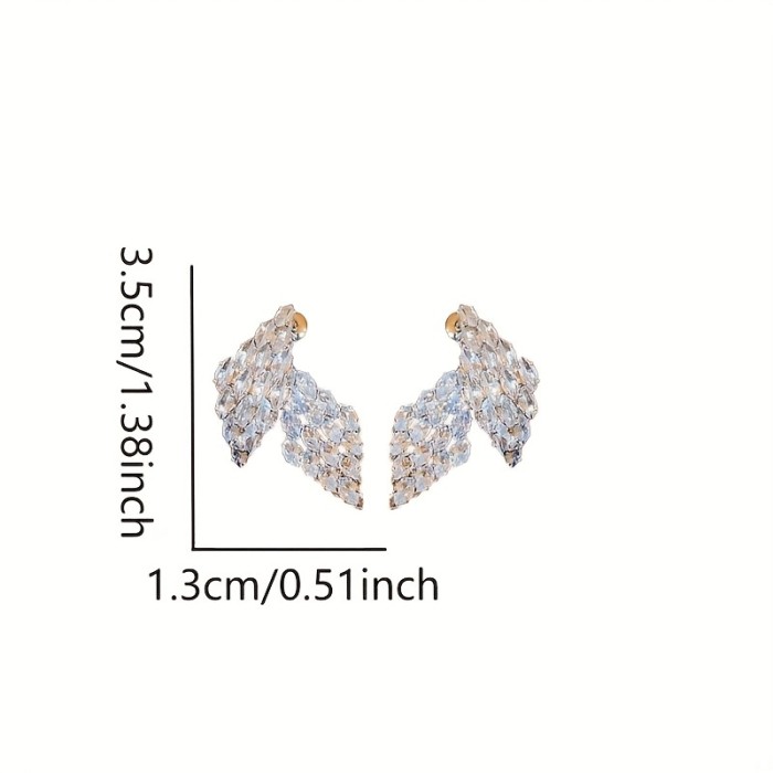Bling Bling Zircon Decor Earrings Rhombus Shaped Front And Back Earrings For Party Banquet Dating Wear