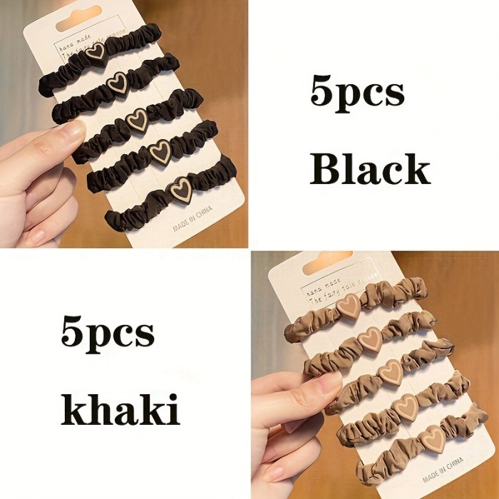 10PCS New Coffee Color Love Pendent Hair Tie, Girl Cute Bowknot Hair Tie Elastic Rubber Hair Bands Hair Accessories For Women, Ideal choice for Gifts