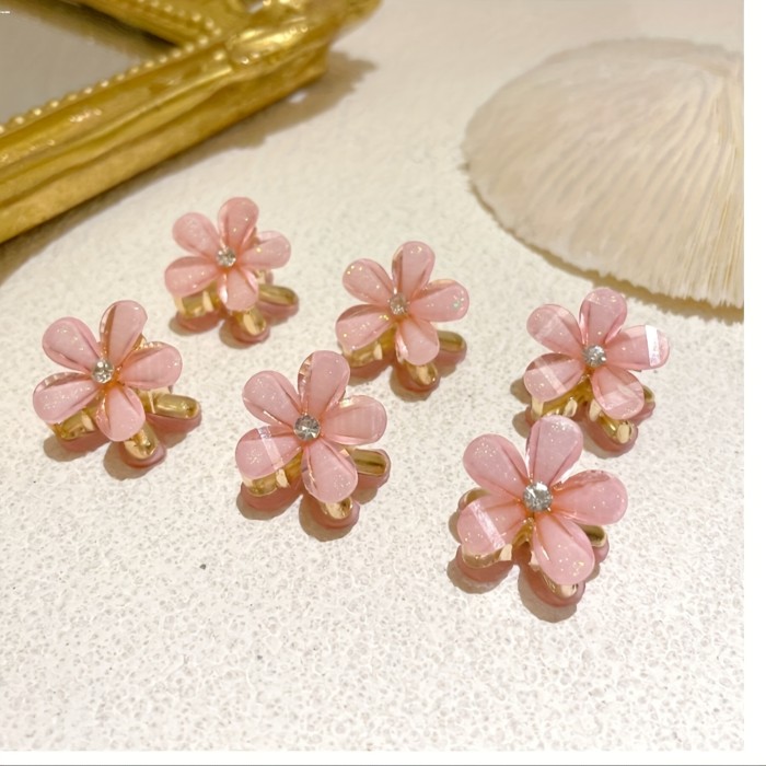 6Pcs Mini Hair Claw Clip Small Flower Clips Set Simple Hair Accessories Clips Wedding Headwear For Girls