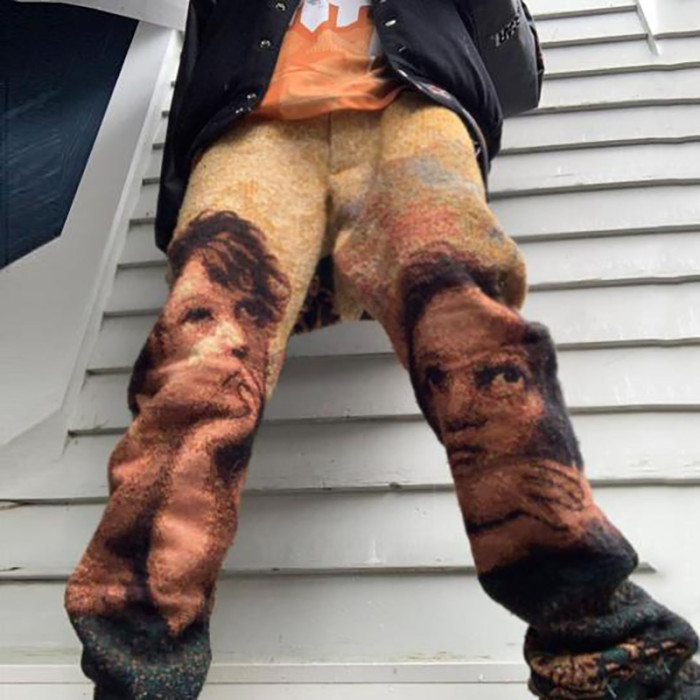 Men's Graphic Print Fashion Zipper Mid-Rise Straight Casual Retro Loose Pants