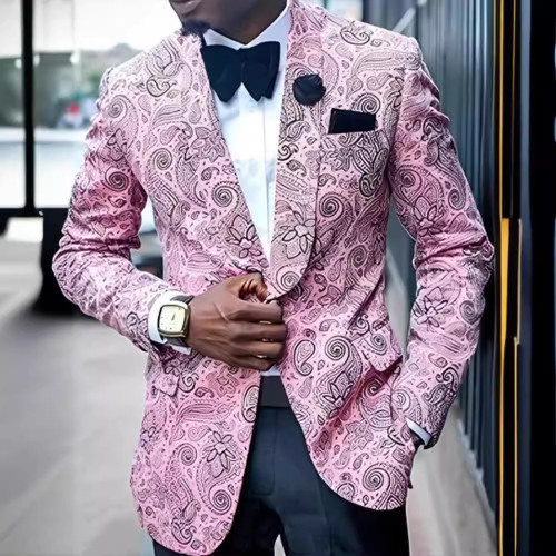 Men Suit Casual Fashion Printed Wedding Business Blazer