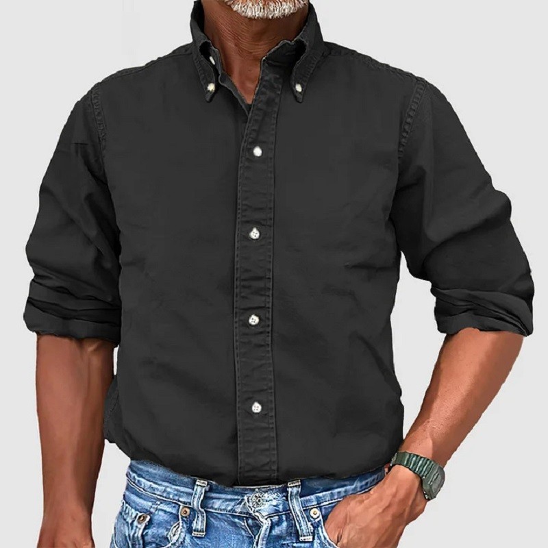 Men's Fashion Business Casual Solid Color Lapel Top Shirt