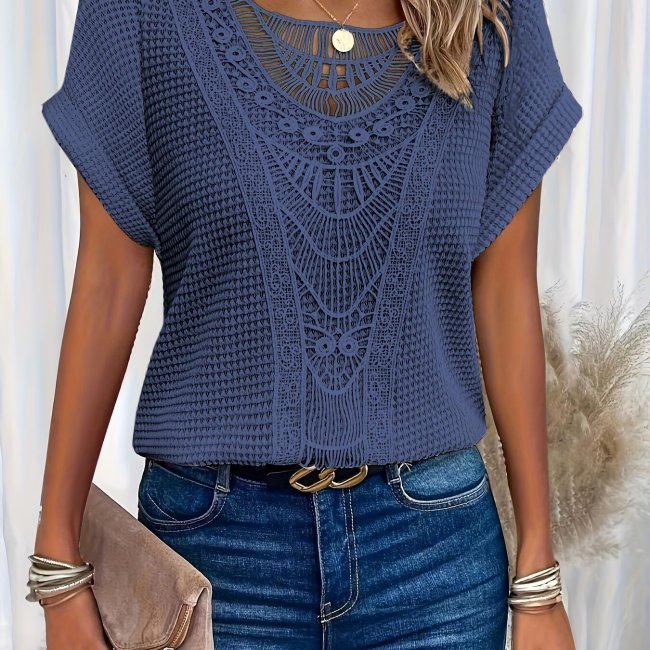 Casual Splicing Short Sleeve Shirt