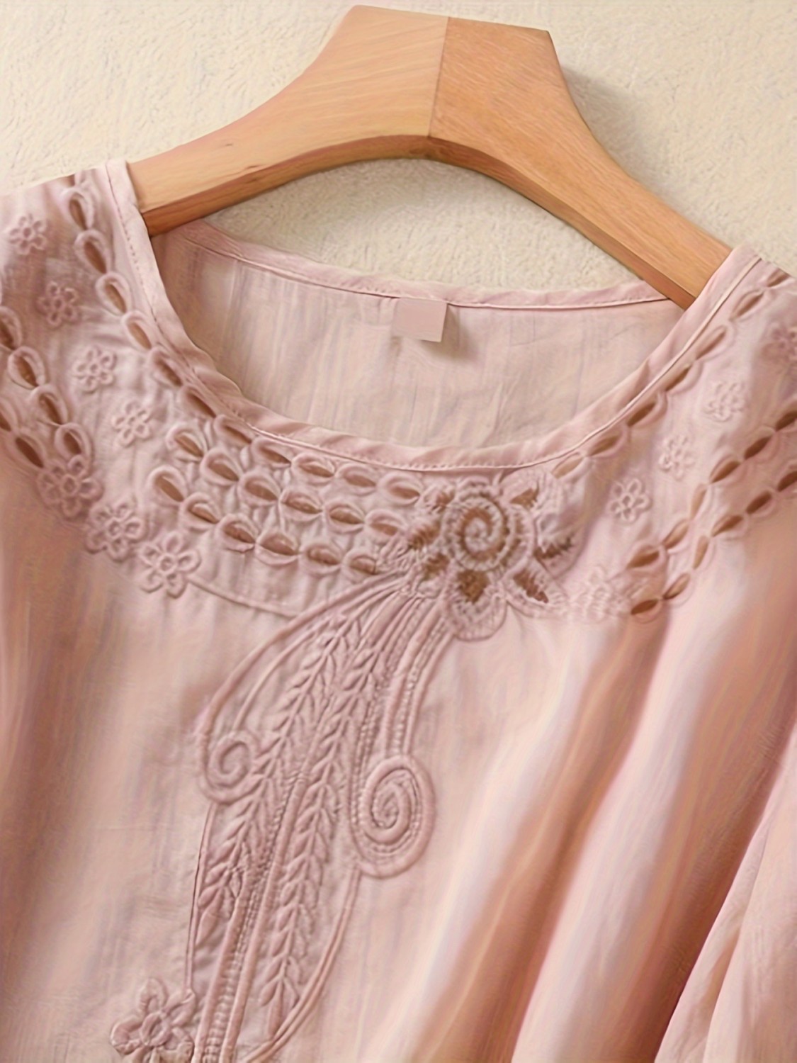 Hemp Floral Embroidered Blouse main image 0