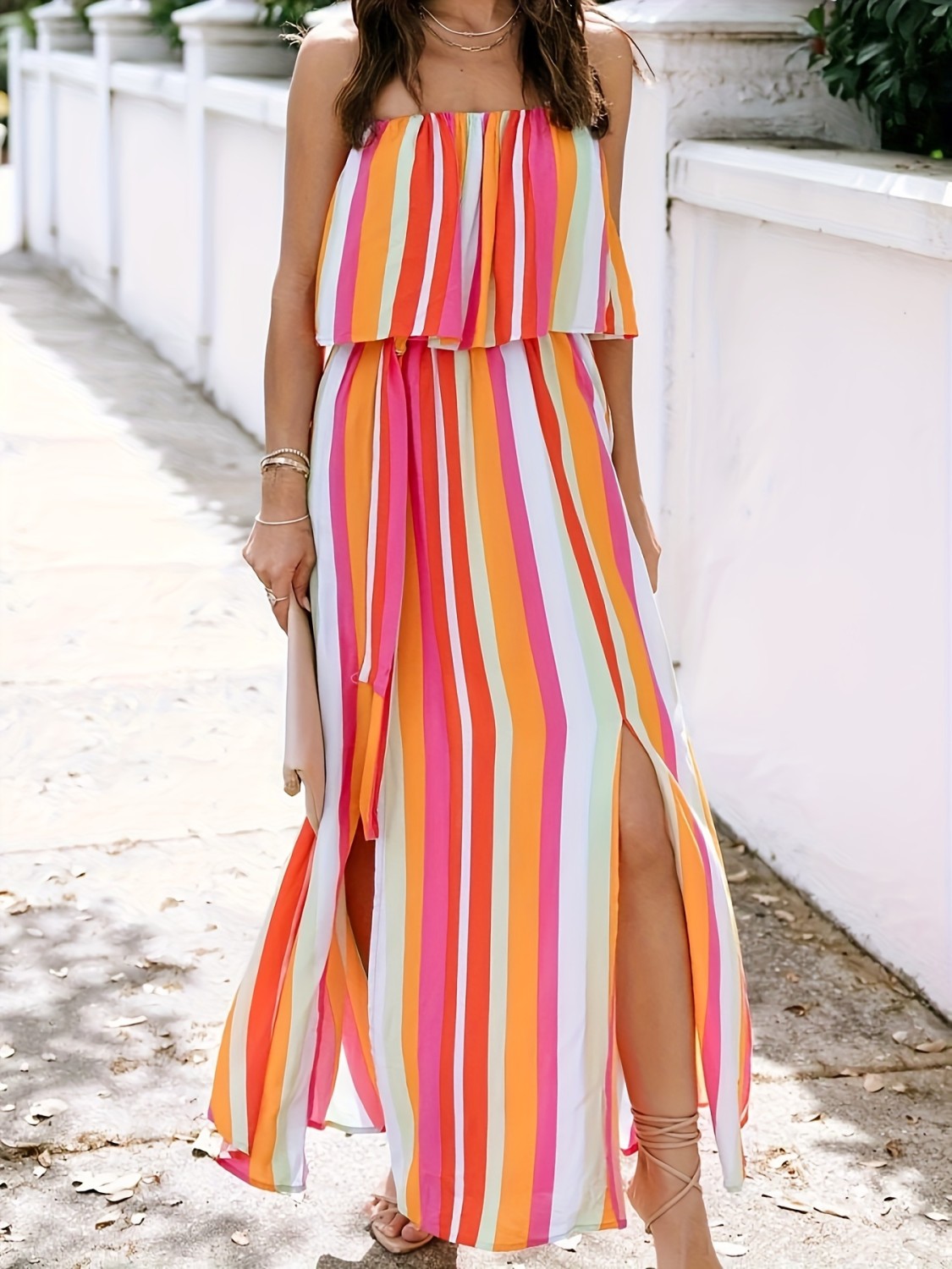 All-Over Print Women's Side Split Tube Top Dress main image 1