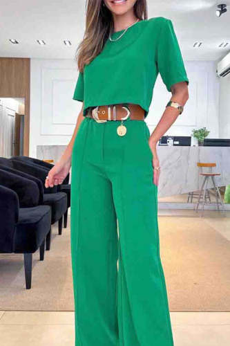 Casual Solid Short Sleeve Two Pieces(5 Colors)