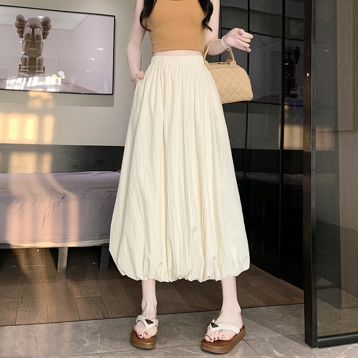 Women's Fashionable High Waisted Loose A-Line Retro Skirt